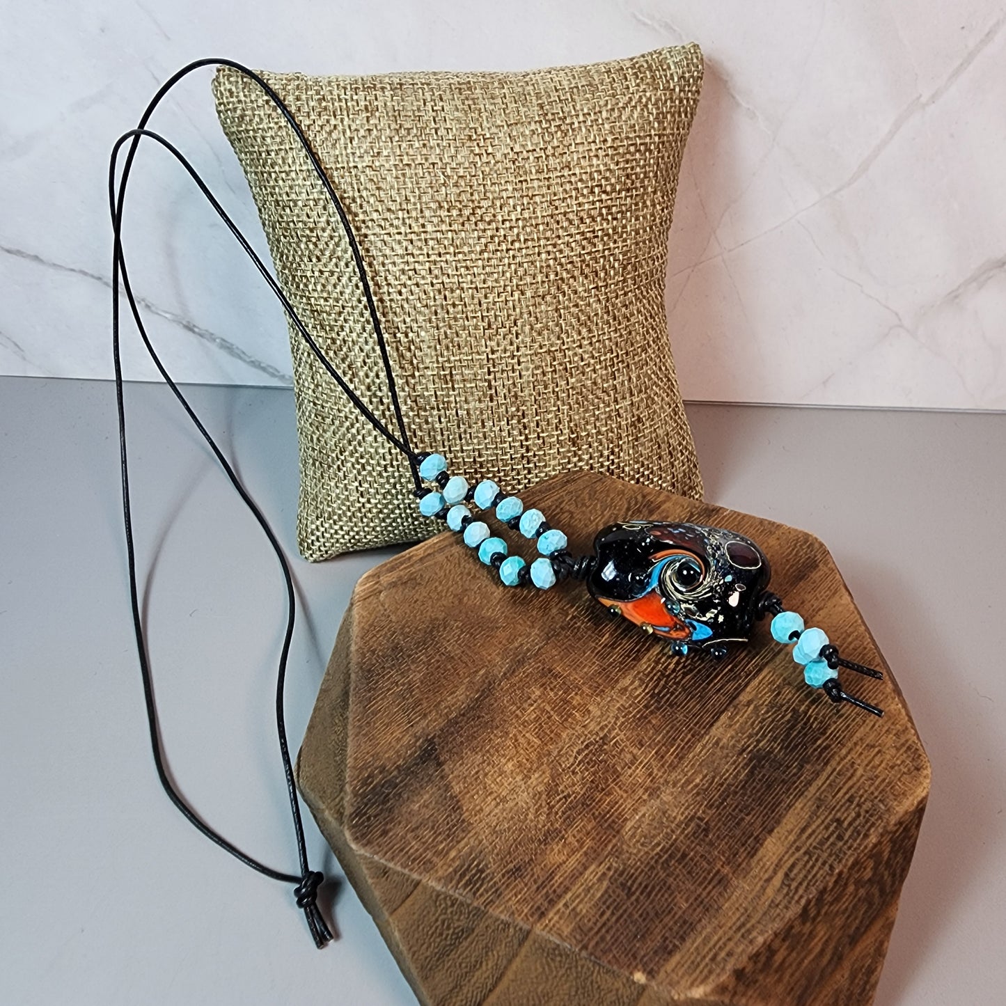 Galaxy Swirl Lampwork Pendant Necklace
