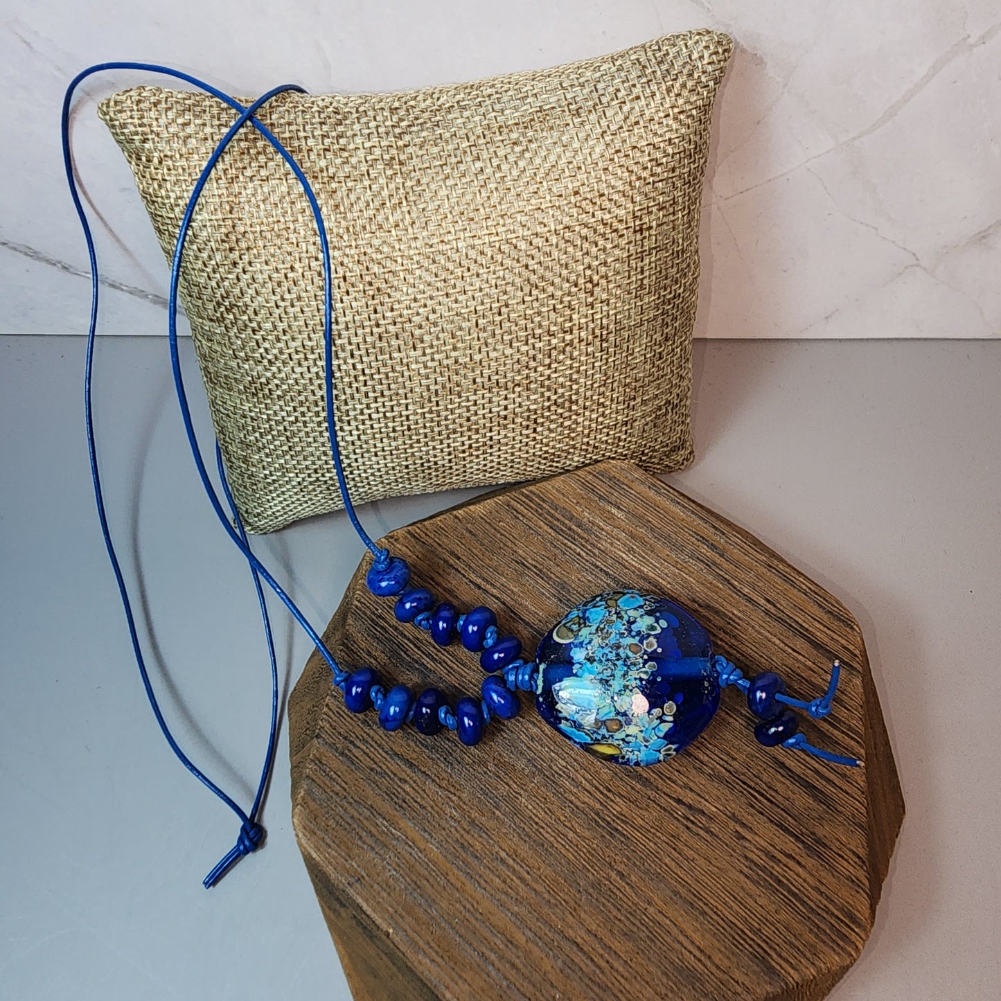 Blue Bliss Lampwork and Lapis Necklace