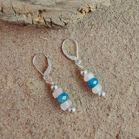 Moonstone and Apatite Sterling Silver Dangle Earrings