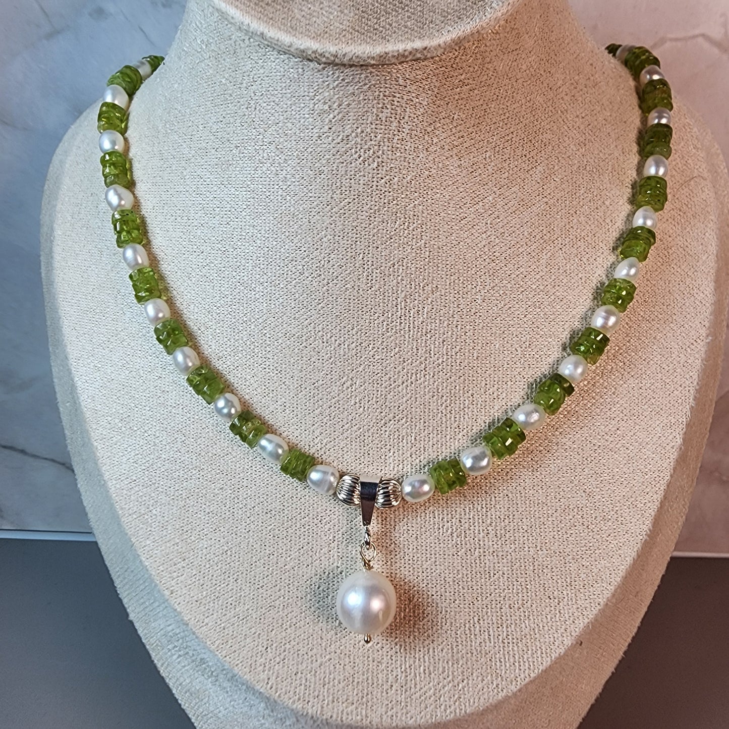 Peridot and Freshwater Pearl Necklace