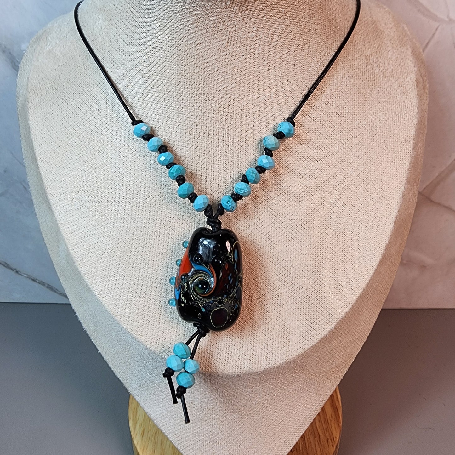 Galaxy Swirl Lampwork Pendant Necklace