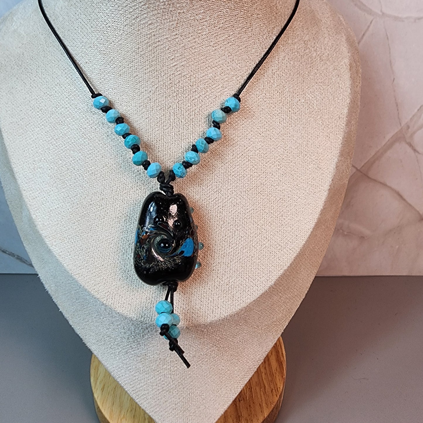 Galaxy Swirl Lampwork Pendant Necklace