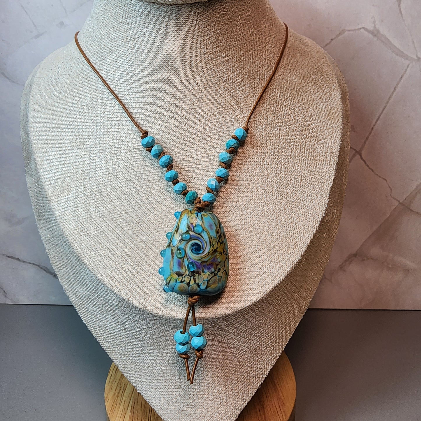 Turquoise Garden Lampwork And Magnesite Necklace