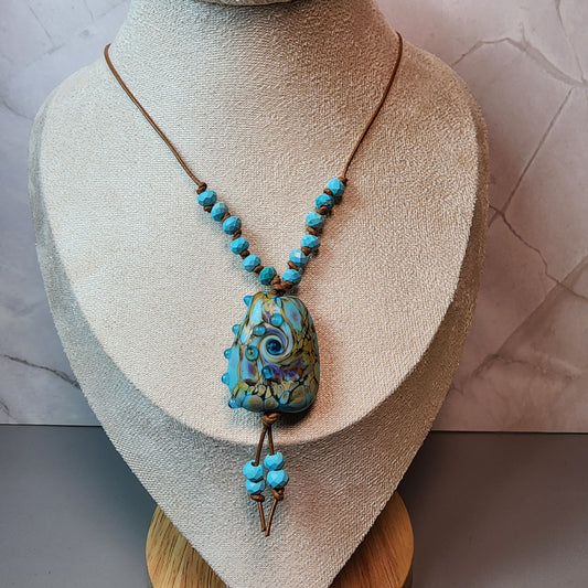 Turquoise Garden Lampwork And Magnesite Necklace