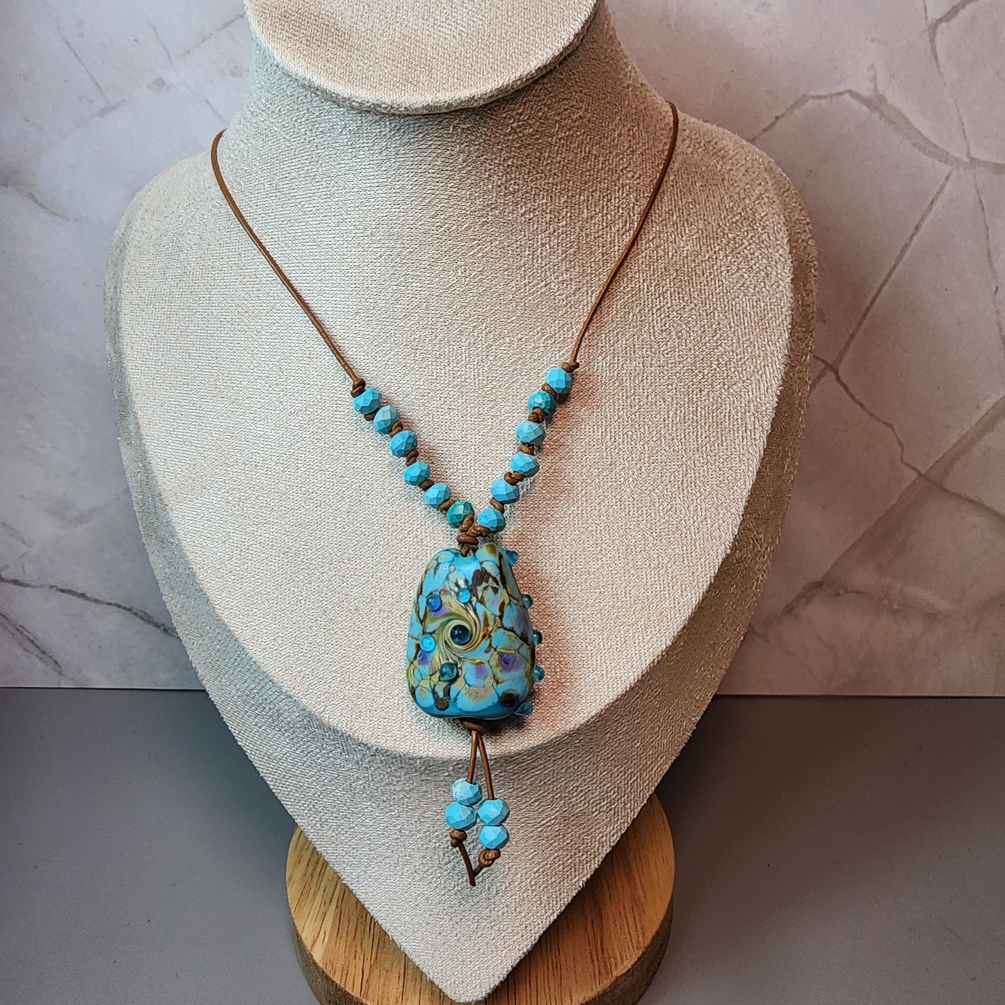 Turquoise Garden Lampwork And Magnesite Necklace