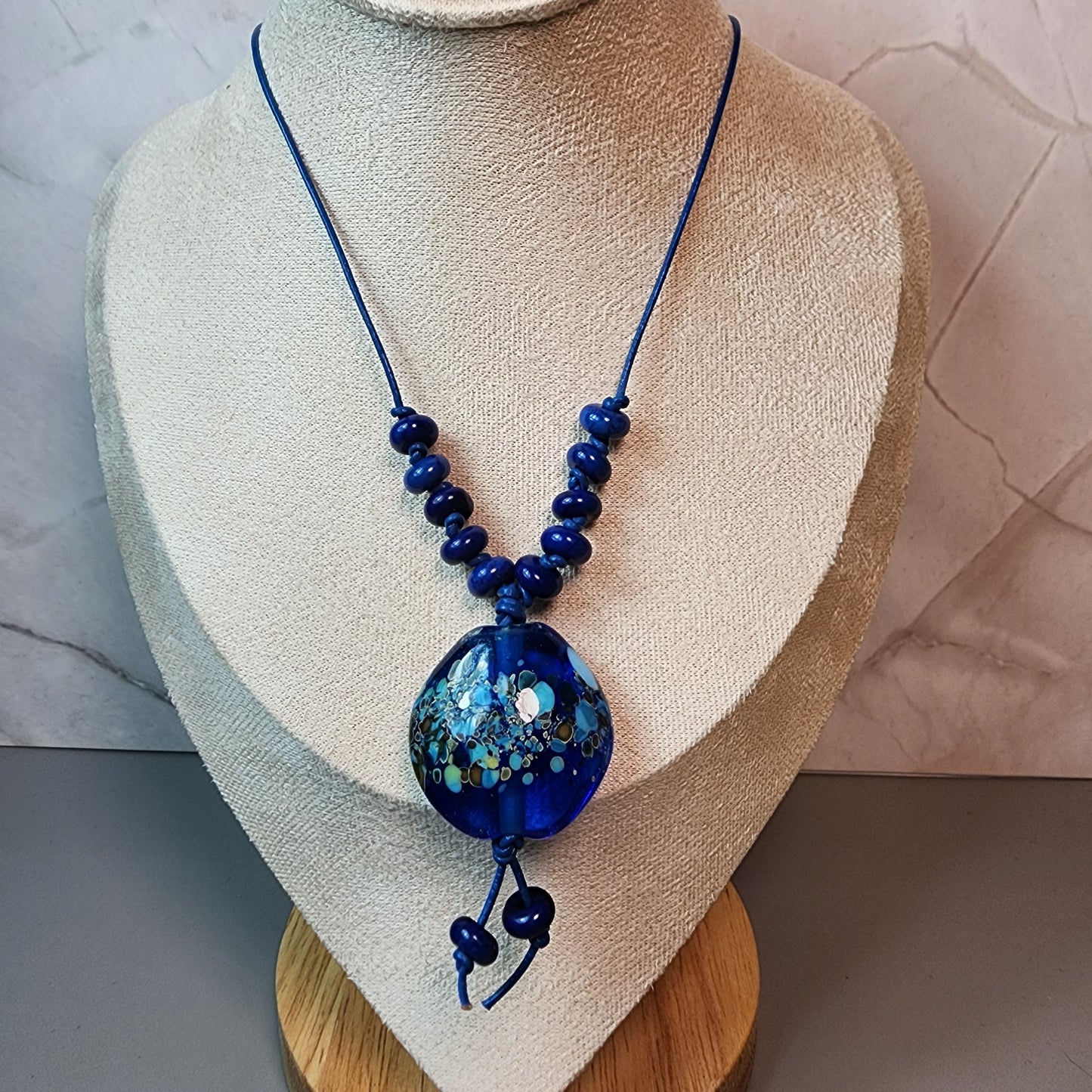 Blue Bliss Lampwork and Lapis Necklace