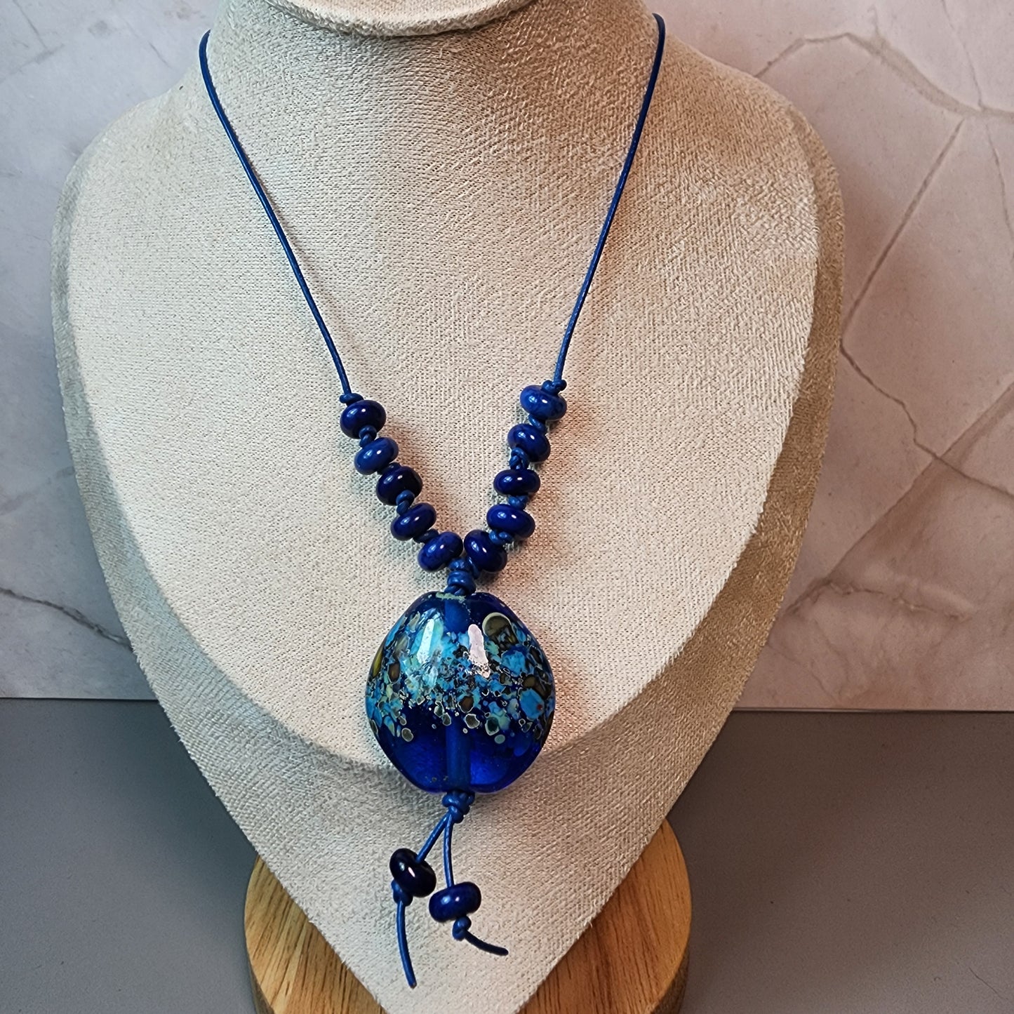 Blue Bliss Lampwork and Lapis Necklace