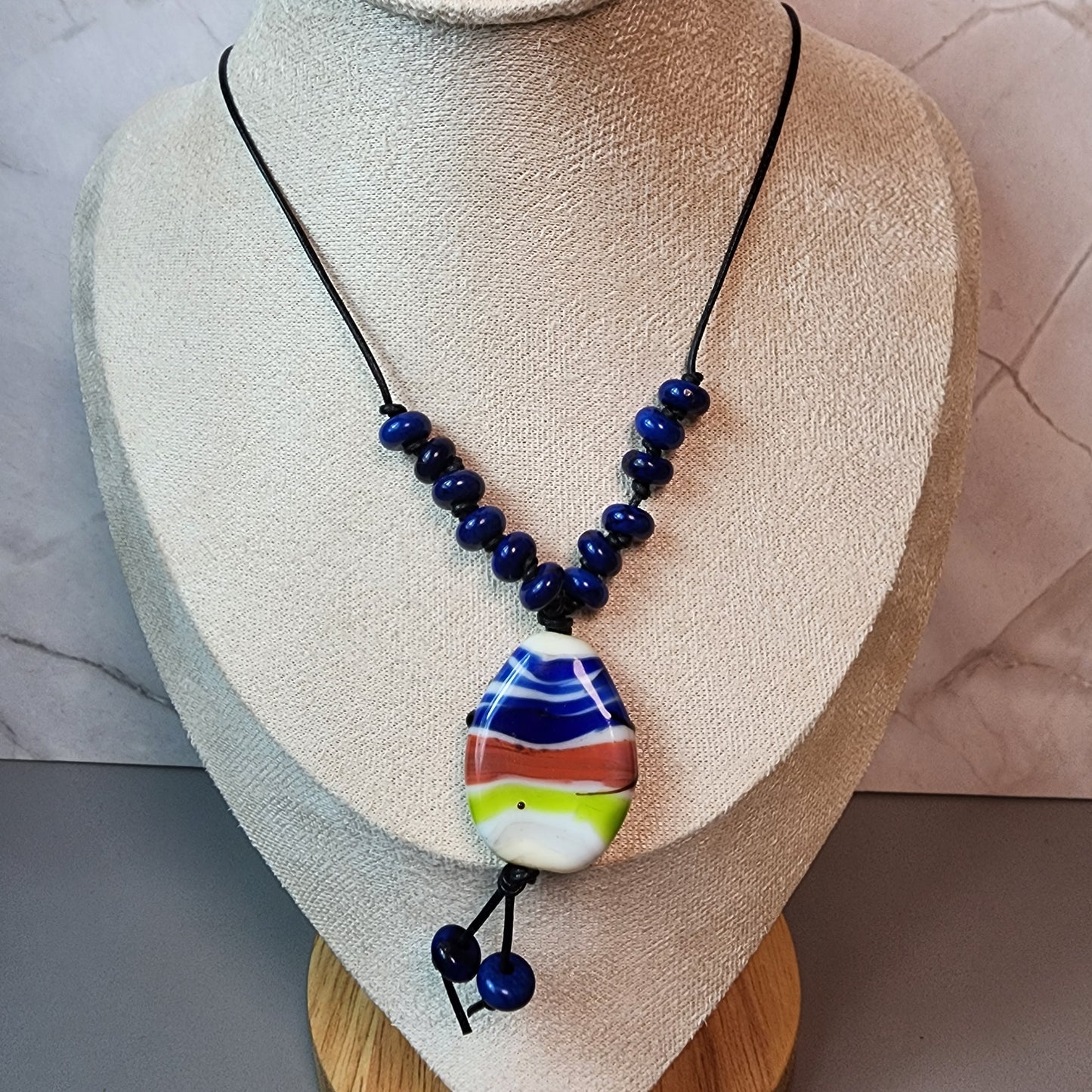 Tree Lampwork Pendant And Lapis Necklace