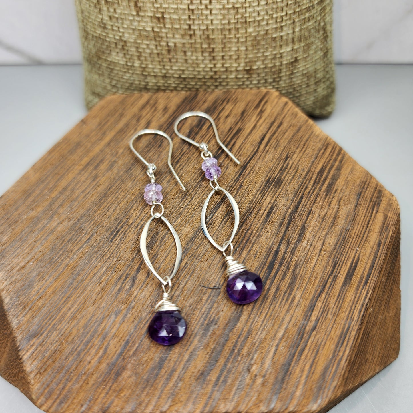 Amethyst Sterling Silver Dangle Earrings
